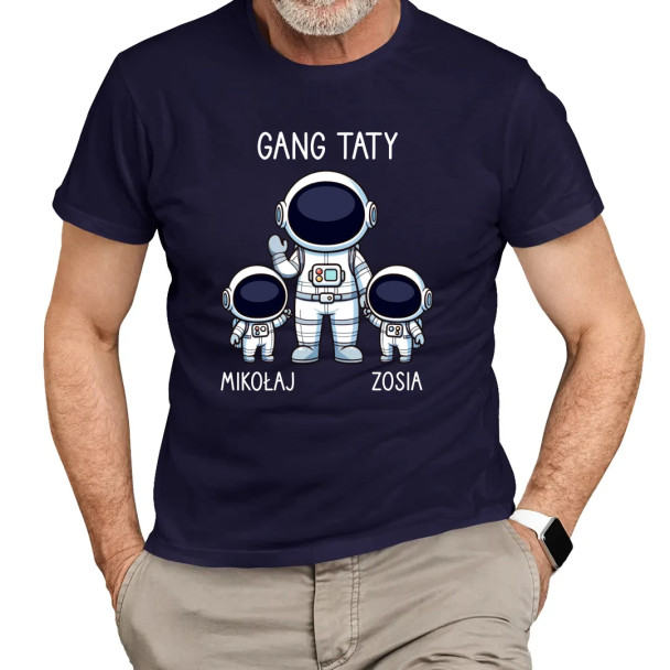 Gang taty - troje dzieci  - męska koszulka z nadrukiem
